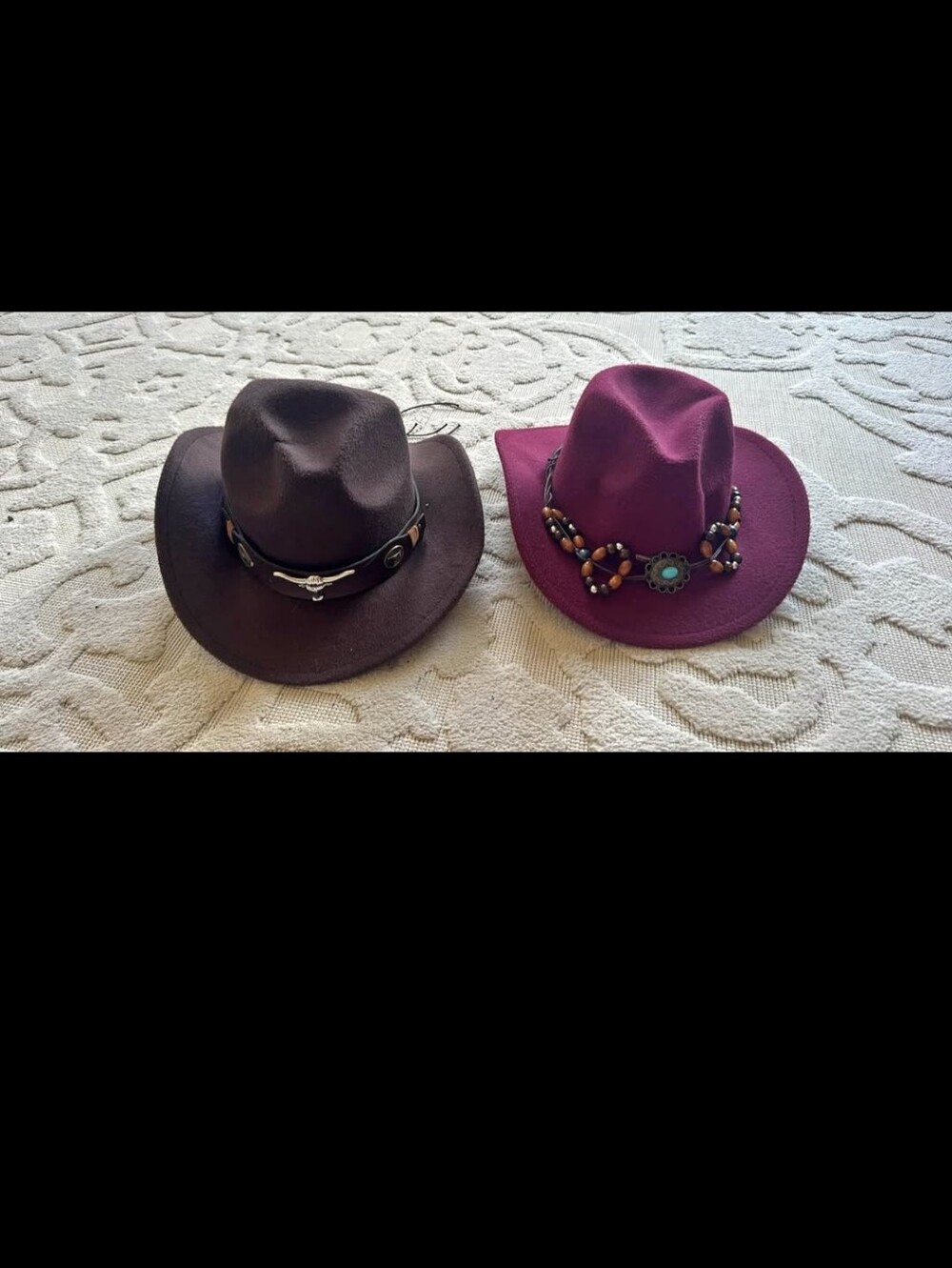 Women's Burgundy And Brown Cowboy Hats